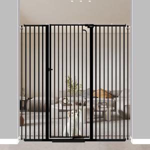 57" Extra Tall Cat Gate for Doorways, No Climb, 52.8" - 57.5" Wide, High Pressure Mounted, Auto Close Safety, Black