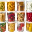 DuraHome - Deli food Storage Containers with Lids 32 oz, Quart Pack of 24 Leak-proof Freezer Safe Microwaveable Soup Storage Container - Clear Plastic Premium Quality