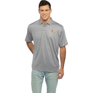 Vantage Apparel Men's Collegiate Premium Moisture Wicking Stretch Fit Striped Polo (Gray, XXL)