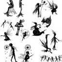 CYFUN DESIGN 6pcs Stamps Jungle Fairy Girl Mermaid Forest Cabin Clear Stamps for Card Making Scrapbooking Paper Crafts Handmade Embossing Stencil Photo Album Decor Template DIY Seal