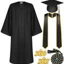 Tigeen Adult Graduation Gown and Cap Set, 63, Black