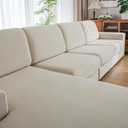 Couch Cushion Covers, Comfort Soft Magic Sofa Covers Washable Stretch Resistant Slipcovers for Sectional and L Shaped Seats Furniture Protectors for Pets (1PC Back Couch Cover, Ivory)