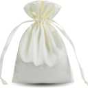 AKLVBL Beige Satin Drawstring Gift Bags 6x9.5 Inches, 50pcs Silk Bags with Drawstring, Party Favor Bags Drawstring Pouch for Baby Shower, Bridal Shower, Christmas, Candy, Jewelry Bags