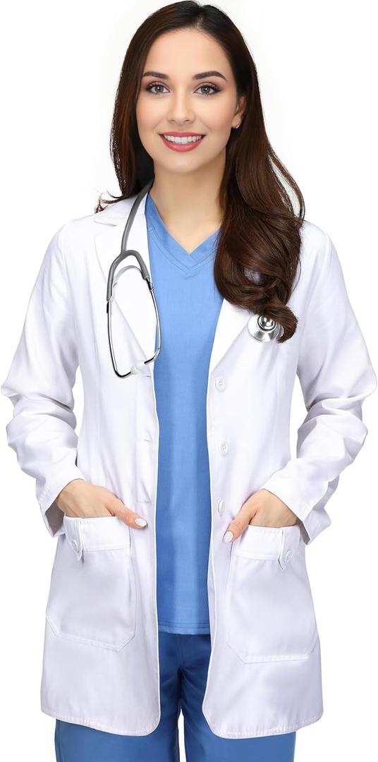 Utopia Wear Professional Womens Lab Coat Mid-Length Medical Lab Coat for Science Chemistry and College (Small, White)