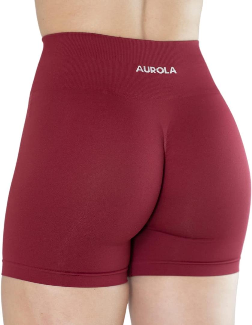 AUROLA Dream Collection Women Workout Shorts High Waist Gym Shorts, Scrunch Butt Seamless Athletic Shorts (Large, Tibetan Red)