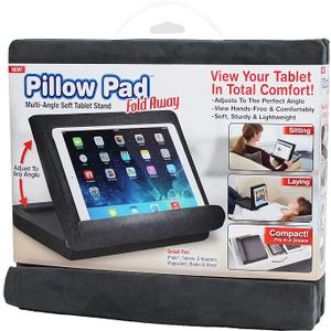 Ontel Pillow Pad Fold Away Multi-Angle Soft Tablet Stand, Gray