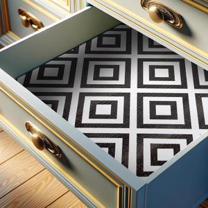 RAY STAR 18X96 Inch Shelf Liner for Kitchen Cabinets, Non-Adhesive Cabinet Liner Washable, PVC Drawer Liner for Dresser Non-Slip Bathroom (Modern Black)(1 Roll)