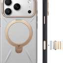 TORRAS Organic Leather for iPhone 17 Pro Case with Stand, Fit for Magsafe, 360 Spin Stand with Camera Control, Premium Leather Durable Stylish Q3 VegSkin for iPhone 17 Pro Phone Case, Cloud White