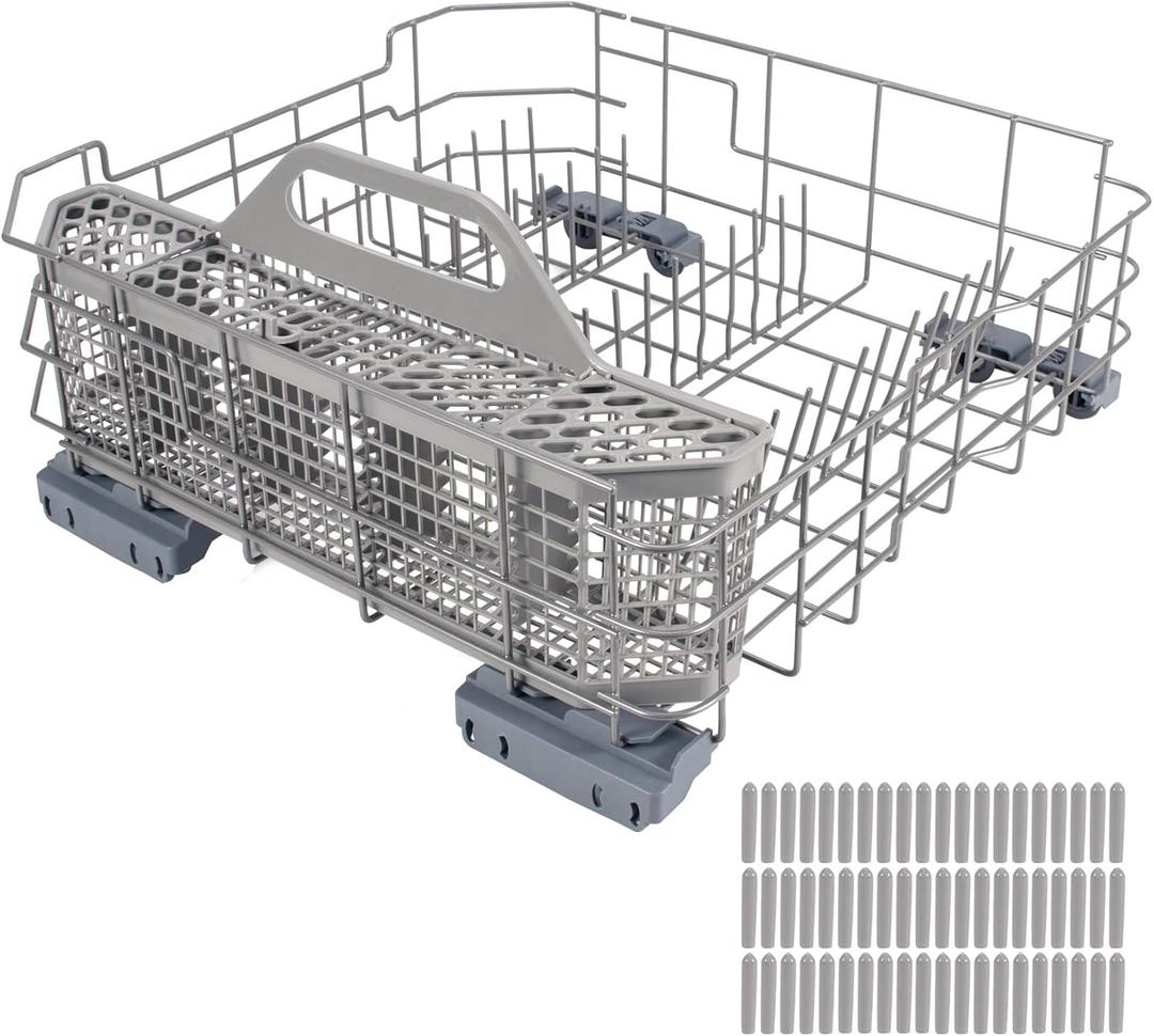 WD28X26099 WD28X34744 Dishwasher Lower Rack With Silverware Basket, Compatible with GE Dishwashers. Replaces WD28X24396,WD28X22659, Fits Models GDF510PSM0SS, GDF510PSR3SS, GDF535PSR0SS, GDF510PSR6SS