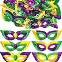 Hanaive 50 Pcs Mardi Gras Masks for Women Mardi Gras Sequin Shining Mask Bulk Masquerade with Elastic Band Photo Props Decorations for Party