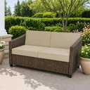 Outdoor Furniture Cushions 25.6x25.6 Inch, Deep Seat Patio Couch Cushions Replacement for Sectional Conversation Set Sofa Loveseat, Fade and Water-Resistant, Removable Cover, Set of 2, Natural, 25.6"x25.6"-13.5" Low Back-2 Pack