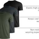 Mens Shirts 3 Pack Dry Fit Tech Moisture Wicking Performance Quick Dry Elastic Athletic Crew Short Sleeve T Shirts (M)