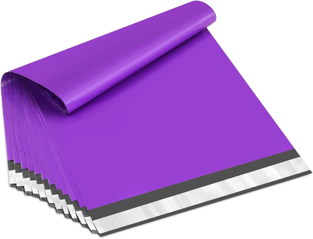 UCGOU Poly Mailers 12x15.5 Inch Purple 100 Pack Medium Shipping Bags #5 Strong Thick Mailing Envelopes Self Sealing Adhesive Waterproof and Tear Proof Boutique Packaging Postal for Clothing