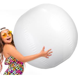 5 Feet White Giant Beach Ball 60 Inches Inflatable Ball Massive Beach Decorations Supplies for Water Games Birthday Summer Hawaiian Tropical Party