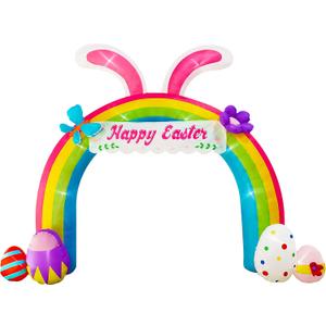 12ft Eeaster Inflatable Archway Decors with Built-in LED Easter Bunny Easter Eggs Archway for Easter Day/Outdoor/Yard/Lawn/Patio/Garden