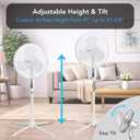 Comfort Zone 16-Inch Oscillating Pedestal Fan with Remote Control, 3-Speed High-Velocity Cooling, Adjustable Height & Tilt, Quad-Pod Folding Base, White ETL Listed