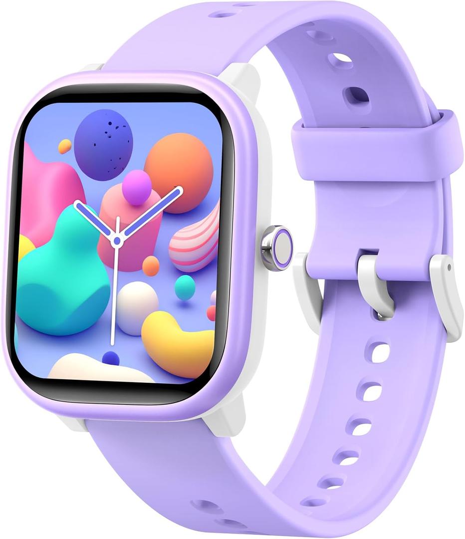 Kids Watch for Girls Boys 6-15 Year Old - Smart Watch for Kids 1.8" Fitness Tracker, No Phone needed ,Pedometer Sleep Monitor Heart Rate Waterproof, Puzzle Game for Girls Boys Teens Birthday Gift (Purple)