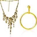 Beelittle Captain Pirate Costume Accessories Set Red Headband Pirate Skull Eye Patch Gold Earrring Necklace