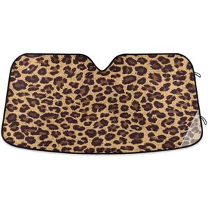 Leopard Skin Print Car Windshield Sun Shade Animal Brown Foldable UV Ray Sun Visor Protector Sunshade to Keep Your Vehicle Cool (55" x 27.6") (color25)