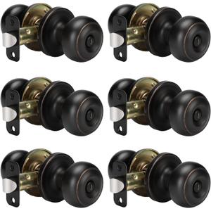 goldenwarm Oil-Rubbed Bronze Interior Door Knobs, Interior Door Knobs Bedroom, Bronze Door Knob Privacy, Oil-Rubbed Bronze Finish Door Knob Interior, DoorKnobs Bulk(6 Pack, Oil-Rubbed Bronze)