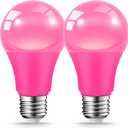 LED Pink Light Bulbs for Outdoor Indoor, 9W(60W Equivalent) E26 Base Pink Bulb for Christmas, Halloween,Wedding,Party,Bar,Porch,Holiday Lighting,Home Decor, 2-Pack