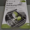 Dish Drying Rack Over the Sink In Stainless Steel Black Expandable Drainer for Small Kitchen, Counter Space Saving Compact Inside Sink Plate Dryer, Adjustable Hanging Metal Wire Strainer Drain Holder