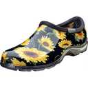 Sloggers Original Waterproof Rain and Garden Shoe for Women– Outdoor Slip-On Garden Clog - Made in The USA with Premium Comfort Insole and Arch Support - Sunflower Print Black, Size: 7