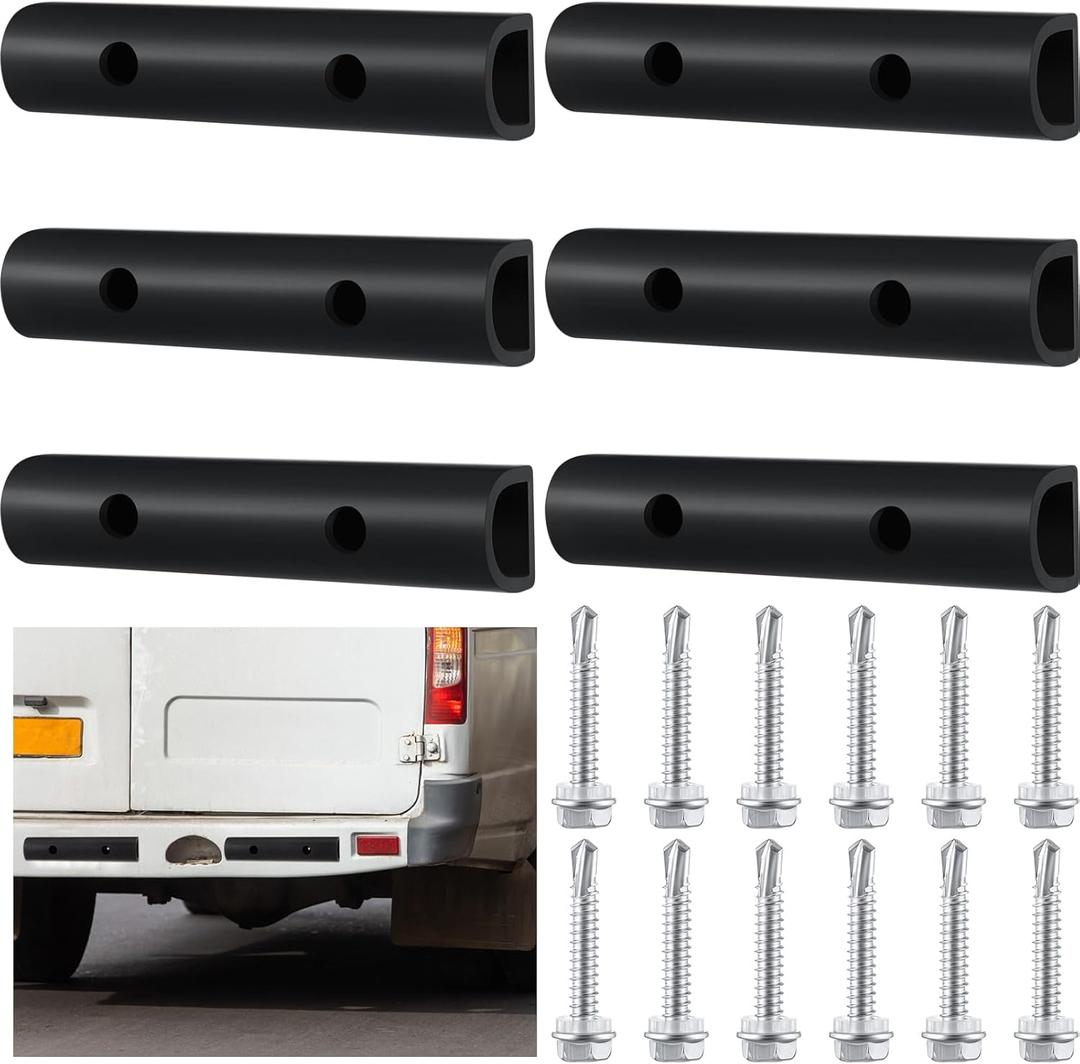 6 Pcs 10 Inch Universal Rubber Bumper Guard Protector Strips Car Bumper Guard with Installation Accessories Loading Dock Rear Fender Pad Bump Stop Front/Rear Anti Collision & Scratch Protector Strip
