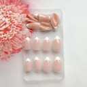 2 x French Tip Press on Nails Almond Shape Fake Nails Summer Glossy Pink False Nails Medium Length Glue on Nails Artifical Acrylic Nails with White French Nail Tip Full Cover for Manicure Art