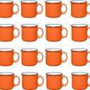 Set of 16 Ceramic Campfire Mugs – 15 Oz, Orange – Coffee & Tea Cups for Home, Work, Travel, Camping – Customizable, Great for DIY, Events, Companies