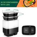 50 Pack (100-Piece) 32 oz Sturdy Leakproof 2-Compartment Meal Prep Containers with Lids, Plastic Food Storage Containers for Lunch, Microwave, Freezer, and Dishwasher Safe Takeout Containers