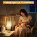 Touch Bedside Table Lamp - Stepless Dimming USB Powered, Minimalist Wood Base Linen Shade, 2700K Warm Light for Bedroom Nightstand Nursery Dorm Small Spaces, 5W LED 50K Hrs (No Bulb Replacement)