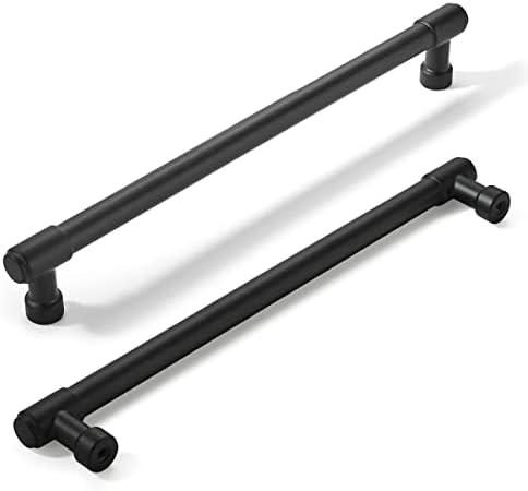 khtumeware 10 Pack Matte Black Cabinet Pulls 8 Inch(203mm) Hole Centers Kitchen Cabinet Handles Cabinet Hardware Kitchen Handles for Cabinets Cupboard Handles Drawer Pulls