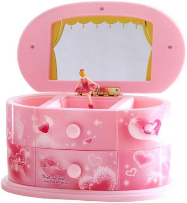 Music Box, Jewelry Storage Box, Pink Musical Jewelry Box, Jewelry Set For Ballerina, Music Box Gifts For Birthday Christmas, Rotating Musical Ornaments, Dressing Mirror Music Box