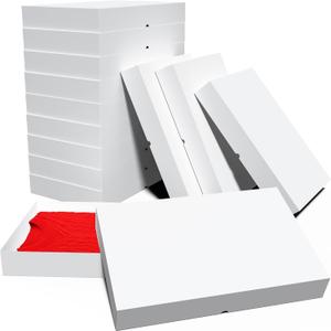5 Pack Extra Large Gift Boxes with Lids - 18x26x4 Inch Oversized White Foldable Wrapping Boxes for Presents, Bulk, Deep Sweater, Robe, Blanket, Clothes Boxes