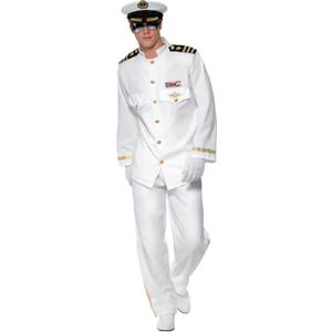 Smiffys Men's Captain Deluxe Costume, White (XL - US Size 46"-48")
