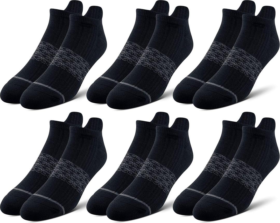 Pair of Thieves Men's Athletic Cotton Low-Cut Socks - 6-Pack Cushioned Comfort Socks for Sports, Work & Casual Wear (Black)