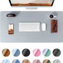 YSAGi Leather Desk Protector, Office Mat, Large Mouse Mat, Non-Slip PU Leather Blotter, Laptop Desk, Waterproof Writing Pad for Office and Home (Light Grey, 31.5" x 15.8")