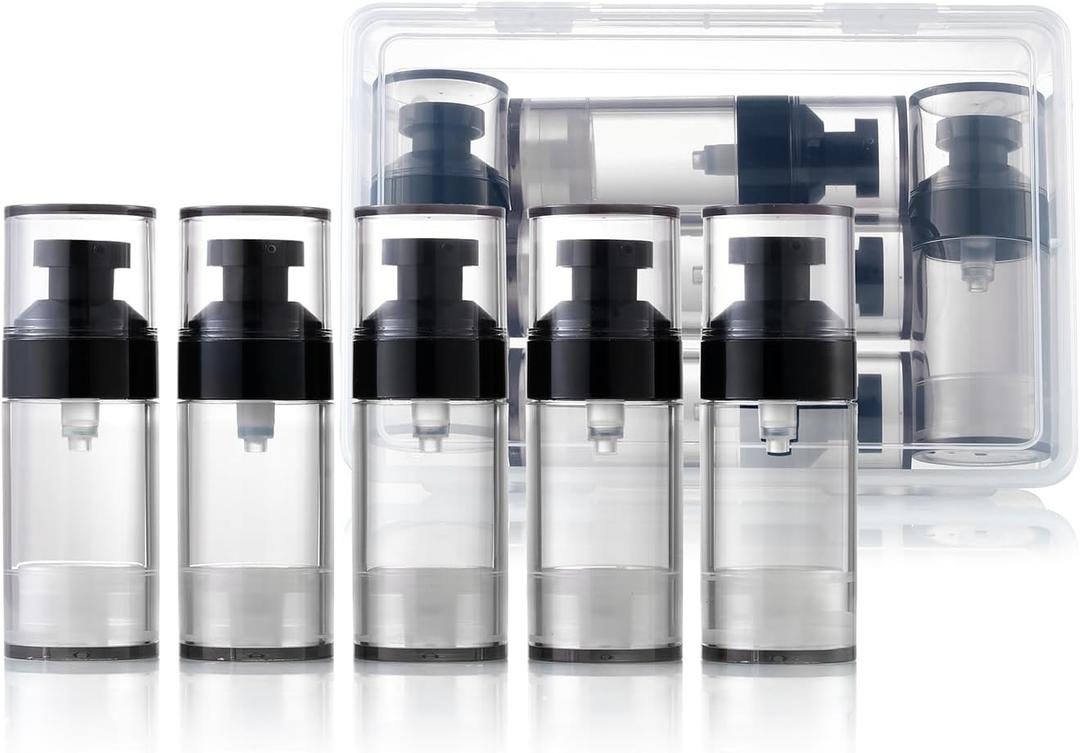 Wide Caliber airless Vacuum Pump Bottle, Reusable Cosmetics Pump Dispenser, DIY Easy Canned, mini makeup containers Travel Size can be Packaged Separately Shampoo Light Lotion, etc. (1.0/oz, 5 Packs)