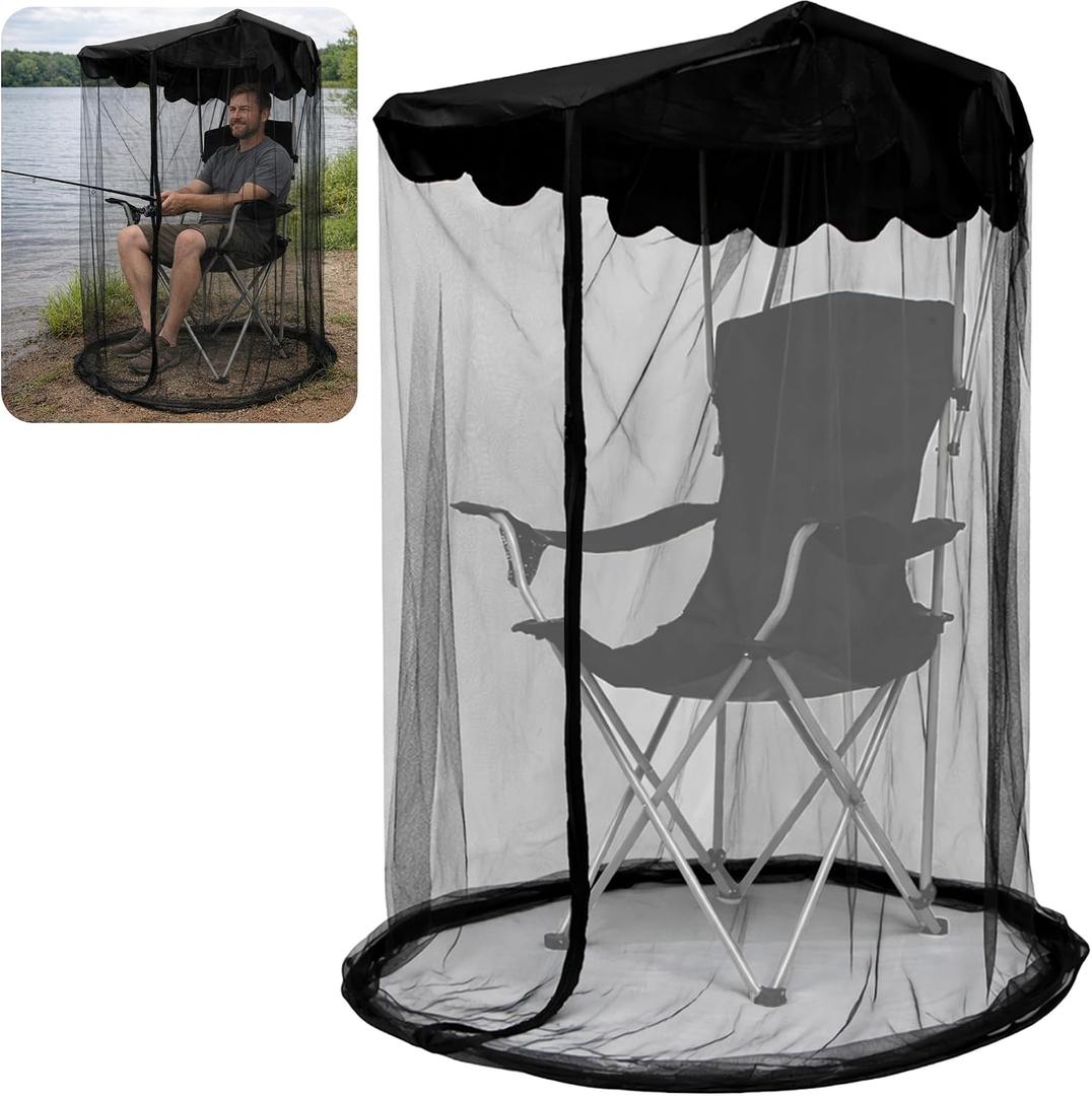 63" H Canopy Chair Mosquito Net, Mosquito Mesh Chair Net with Waterproof Roof and Zipper Opening, Mosquito Net Chairs Cover for Outdoor Hunting Fishing Camping, Excluding Chair or Support