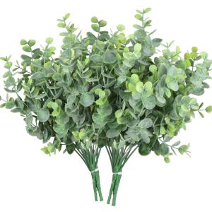 Rinlong Artificial 6Pcs Faux Eucalyptus Leaves Stems Spray Fake Plants Indoor Eucalyptus Branches Artificial Greenery Faux Plants for Farmhouse Bathroom Office Decor Rinlong Artificial 6Pcs Faux Eucalyptus Leaves Stems Spray Fake Plants Indoor Eucalyptus Branches Artificial Greenery Faux Plants for Farmhouse Bathroom Office Decor