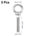 uxcell Threaded Eye Bolts, 5Set M16x100mm - 304 Stainless Steel Eye Bolts with Nuts Washers, Marine Grade Machinery Shoulder Lifting Ring Eye Bolt (Silver)