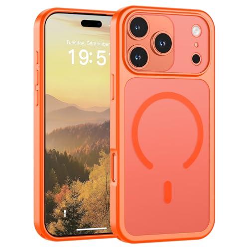 SUPFINE Magnetic for iPhone 17 Pro Max Case (Compatible with MagSafe)(Military Grade Drop Protection)(Camera Protection) Translucent Matte Shockproof Phone Cover,Orange