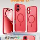 TOCOL for Phone 17 Case, Compatible with Magsafe Charger, Full Camera Protection, Drop Protection, Translucent Matte Phone Case for Phone 17 6.3 inch (Red)