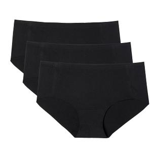 WANDER Women's Seamless Underwear 3-Pack Pure Invisible Breathable Brief Ladies Stretch Hipster Panties M