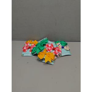 Summer Hair Grosgrain Bow W/Clip M/G 6 Pack