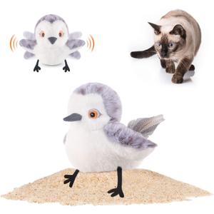 Potaroma Cat Toys Flapping Bird (No Flying), Lifelike Sandpiper Chirp Tweet, Rechargeable Touch Activated Kitten Toy Interactive Cat Exercise Toys for All Breeds Cat Kicker Catnip Toys 4.0"