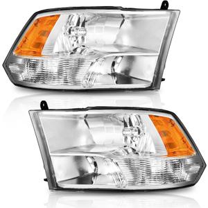 WEELMOTO Headlights for 09-18 Dodge Ram 1500/10-18 Dodge Ram 2500 3500 Models with Factory Quad Style Headlamp Replacement Chrome Housing Amber Reflector (Not Fit Factory Projector Style)
