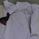 Nautica Boys' Long Sleeve Button-Down Collared Dress Shirt with Tie, Blue Stripe, 16 S