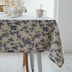 YiHomer Pastoral Rectangle Tablecloth - 60 x 102 Inch Table Cloth - Washable Table Cover with Dust-Proof Wrinkle Resistant for Restaurant, Picnic, Indoor and Outdoor Dining, Floral (Dark Blue)